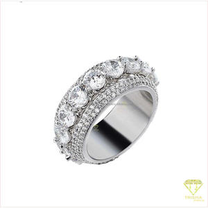 Bague en argent sterling 925 avec diamant Moissanite, ton or, pierre ronde, alliance éternité, bijoux de mariée de luxe, vente en gros - Product Image 3