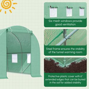 Serra da Giardino 15x7x7 con Porta in Legno e Finestre di Ventilazione, Tunnel Esterno per Coltivazione Piante, Ideale per Uso Domestico - Product Image 6