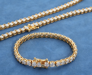 Collier Hip Hop de Luxe en Or Blanc et Jaune avec Chaîne Tennis Ronde en Moissanite et Sertissage à Quatre Griffes - Product Image 5