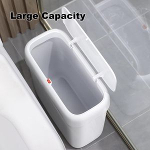 Cestino per Rifiuti da Bagno Sottile da 10L/2,7 Galloni con Coperchio, Piccolo Cestino con Apertura a Pressione per Camera da Letto, Camper, Ufficio - Product Image 2
