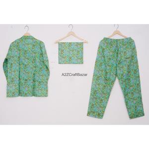 Conjunto de Pijama de Manga Larga 100% Algodón Transpirable con Cintura Elástica y Estampado Floral, Suave y Liso para Mujer, Todas las Temporadas - Product Image 4