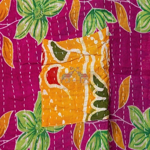 Most Selling Indian Handmade 100% Cotton Vintage Kantha Quilted <b>Kaftan</b> for Women Midi Length Dress - Product Image 2
