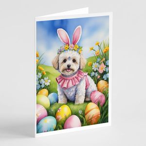 Maltipoo <b>Easter</b> Egg Hunt Greeting <b>Cards</b> <b>Pack</b> of 8 Whimsical A7 Size 5x7 Blank Note <b>Cards</b> with Envelopes - Product Image 1