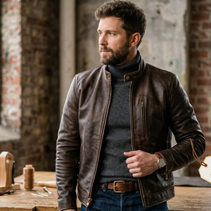 Vestes en cuir véritable pour hommes, sur mesure, vente en gros, fournisseur de vêtements streetwear, vestes bomber en cuir pour hommes - Product Image 1