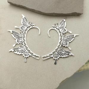 Manchette d'oreille papillon argentée, aile de fée elfe, sans perçage - Product Image 4