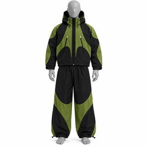 Ensemble de survêtement vert personnalisé avec sweat à capuche zippé blanc, pantalon large, tissu doux, léger, confortable, vêtements de sport décontractés pour hommes - Product Image 6
