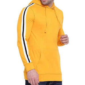 เสื้อฮู้ดดี้สีเหลืองผู้ชายปี 2024 โลโก้แบบกำหนดเอง สไตล์สตรีทแวร์ แถบข้าง ดีไซน์ลำลอง ผ้าฝ้ายคุณภาพสูง ขายส่ง เสื้อสเวตเชิ้ตทรงเข้ารูป - Product Image 2