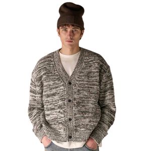 Cardigan en tricot mélangé pour homme, col en V boutonné, doux et chaud, style décontracté, mode hiver, streetwear - Product Image 5