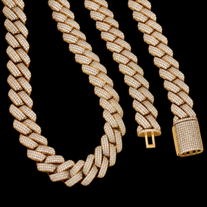 Luxurious Man's 18K <b>Solid</b> Gold Cuban Link Chain Moissanite Hip Hop <b>Necklace</b> Micro Pave Round Brilliant Cut Everyday Wear Jewelry - Product Image 2