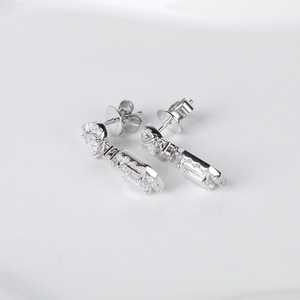 Moissanite Emerald Cut Diamond Dangle <b>Drop</b> Earrings with 925 Silver Fine Romantic Jewelry for Womens Engagement Gift - Product Image 3