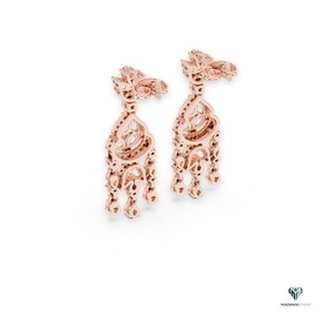 Boucles d'oreilles pendantes élégantes en or rose 2,01 carats avec diamants de laboratoire en forme de poire, en or massif 14 carats, pour femmes - Product Image 2