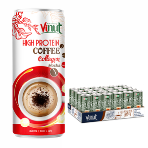 Coffee Collagen Aluminum Can 320ml Non-GMO Dairy-Free Gluten-Free Premium Arabica Robusta Instant Chocolate Flavor Sugar-Free - Product Image 1