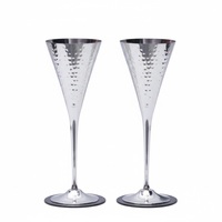 Flûtes à champagne de luxe en acier inoxydable martelé, incassables, plaquées argent, pour fêtes et bars, à prix réduit