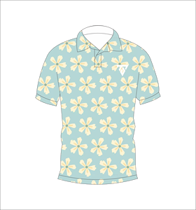 เสื้อโปโลผู้ชายพิมพ์ลายดอกไม้สีฟ้าลำลองฤดูร้อนแขนสั้นลายเดซี่เสื้อโปโล - Product Image 1