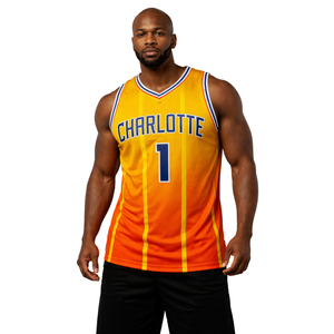 เสื้อบาสเก็ตบอลตาข่ายผู้ชาย เสื้อฝึกซ้อมกีฬาแขนกุดแบบกำหนดเอง สไตล์ชาร์ลอตต์ - Product Image 1