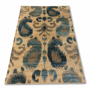 Tapis en jute naturel avec motif Ikat, tapis décoratif tissé à la main pour salon, chambre à coucher, décoration intérieure - Product Image 1