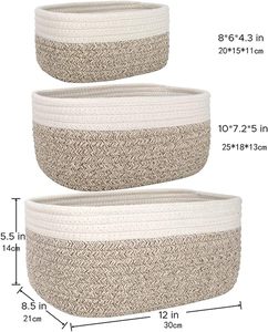 High Quality Cotton Rope Storage <b>Basket</b> Woven <b>Linen</b> Cord Durable Home Office Organizer for Daily Use Decoration Made in Vietnam - Product Image 4
