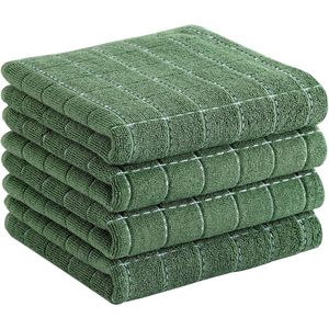 100% Cotton Terry Kitchen Towels Super Absorbent Dish Towels 4 Pack in Grass Green 13 X 28 Inches Soft Checkered Designed - Product Image 4