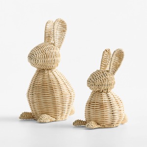Premium rattan bunnies sustainable woven bunny shape easter ornament kids toys & home decor - Product Image 1