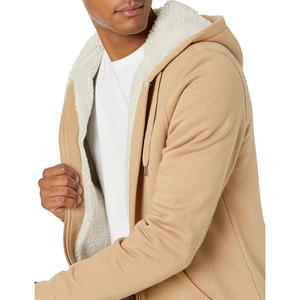 Custom Men Zip Up Hoodie Sherpa <b>Lined</b> Heavyweight <b>Fleece</b> <b>Jacket</b> Thermal Winter Warm Plain Hooded Sweatshirt Coat - Product Image 6
