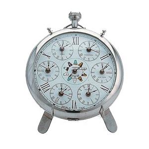 Reloj de mesa antiguo de latón náutico con brújula, suministros de reloj antiguo, artículo de regalo, reloj de escritorio elegante pulido plateado, barato - Product Image 2