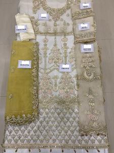 2021 indio pakistaní último tradicional Salwar Kameez completo muy bordado Maxi vestido de red Venta caliente con césped de seda - Product Image 3