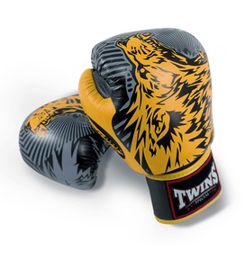 Guantes de Boxeo Twins Muay Thai FBGV-50 Orange Wolf Printing, de Piel de Vacuno Premium para Kickboxing - Product Image 6