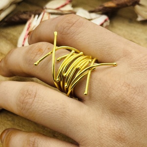 Hot Selling Gold Plated <b>Ring</b> Boho Brass Wire Band <b>Ring</b> For Women 18k Geometric Wrap Fine <b>Statement</b> Jewelry For Wholesale/OEM/ODM - Product Image 2