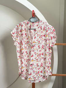 Blusas informales de manga corta con estampado Floral para mujer, blusas ligeras de mezcla de algodón, camisas de verano con cuello mandarín, moda al por mayor - Product Image 3