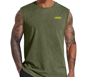 Camiseta sin mangas personalizada con logo para hombre, chaleco deportivo transpirable de punto para gimnasio y entrenamiento muscular - Product Image 6
