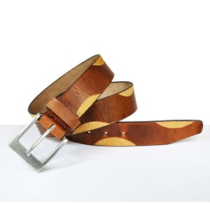 Cinturón casual occidental de moda, de cuero genuino de vaca, moldeado en una sola pieza, con diseño de cuentas y hebilla de aleación, de alta resistencia. - Product Image 5