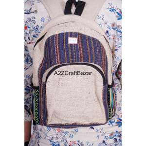 Sac à dos unisexe fait main en toile 100% coton, léger, vintage, 20L, avec fermeture éclair, bretelles arquées et poignée souple - Product Image 2