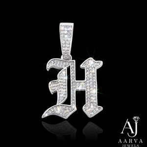Pendentif lettre H en argent plaqué rhodium avec moissanite, bijou initial pour homme et femme, accessoire de collier, cadeau - Product Image 1