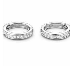 Trendy Sparkling <b>Silver</b> <b>Hoop</b> Earrings for Girls Minimalist CZ Crystal Jewelry Gift for Anniversary & Party Earrings for Jewelry - Product Image 1