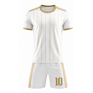 Premium Sublimation Soccer Jersey Custom Logo Team Name Gold Pinstripe Football Uniform - Product Image 2
