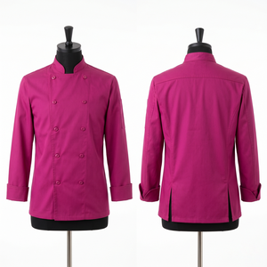 เสื้อเชฟผู้ชาย 240 GSM ผ้าโพลีคอตตอนทวิล สีชมพู เสื้อคลุมครัวพรีเมียม ปักลายปักแบบกำหนดเอง พิมพ์โลโก้ป้ายทอ ชุดยูนิฟอร์ม - Product Image 5