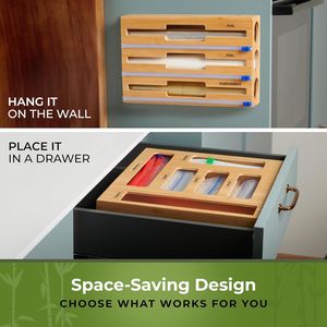 9-Sandwich Storage Bag Organizer <b>Kitchen</b> Drawer Organizer with Foil <b>Wrap</b> Dispenser for Gallon Quart Snack Plastic Bag Fits 1 - Product Image 4