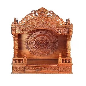 Templo Mandir de Madera de Teca Tallada a Mano de Diseño Clásico, Templo Pooja Tradicional de Madera de Teca Marrón para el Hogar, Australia - Product Image 1