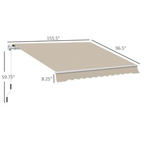 Tenda da Sole Retrattile Manuale Beige 13FT X 8FT, Design Durevole, Lunghezza Regolabile, Bracci Pieghevoli, Max 5m 3m - Product Image 3