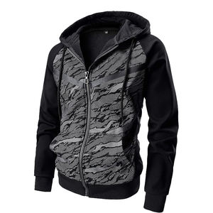 Sudadera con Capucha de Camuflaje de Dos Tonos para Hombre, Mezcla de Algodón y Poliéster, Mangas en Contraste, Capucha con Cordón, Bolsillo Tipo Canguro - Product Image 1