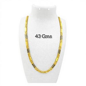 Collar de Cadena Italiana de Oro Sólido de 22K de Lujo para Hombre, Clásico para Bodas y Fiestas, con Eslabones Cilíndricos Texturizados de Alto Brillo, 43 Gramos - Product Image 1