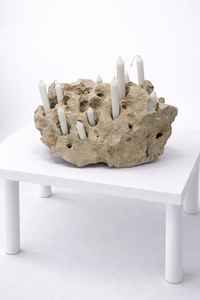 Natural <b>Stone</b> Travertine Candle Holder Handmade <b>Stone</b> Centerpiece Modern Home Decor Rustic Tabletop Decoration Gift - Product Image 3