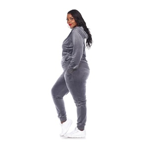 Costume deux pièces pour femmes, survêtement en velours à capuche et fermeture éclair, haut de gamme, livraison directe, pas cher - Product Image 6