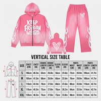 Conjunto Unisex de Sudadera con Capucha y Pantalones Anchos de Felpa de Algodón de 420g, Estilo Gótico Hip Hop, Color Rosa, con Estampado Digital Personalizado Y2K
