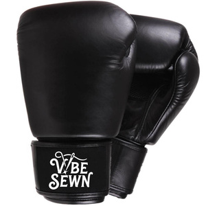 Vente flash : Gants de boxe à lacets de haute qualité à prix bas, gants de compétition en cuir noir, personnalisables, fabrication OEM. - Product Image 3