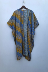 Caftán Kantha de algodón hecho a mano – Vestido bohemio sostenible para mujer, ideal para vacaciones - Product Image 5