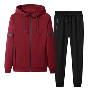 Ensemble de survêtement décontracté pour homme, coupe ajustée, 2 pièces, en coton respirant, pour la course et l'entraînement en hiver, confortable - Product Image 5