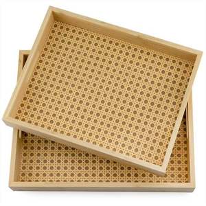 Plateau de service rond en rotin écologique, artisanat de haute qualité, design moderne pour le Ramadan et les occasions de mariage, prix bas - Product Image 3