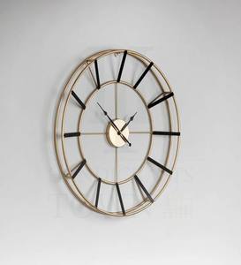 <b>Vintage</b> Inspired Black and Bronze Roman Numeral Wall <b>Clock</b> with Industrial Metal Frame for Home and Timeless Interior Decor - Product Image 2