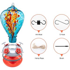 Mangiatoie per Colibrì da Giardino, Decorazioni Uniche in Vetro Soffiato, Regali per Amanti degli Uccelli, Ornamenti da Appendere per Esterni - Product Image 2